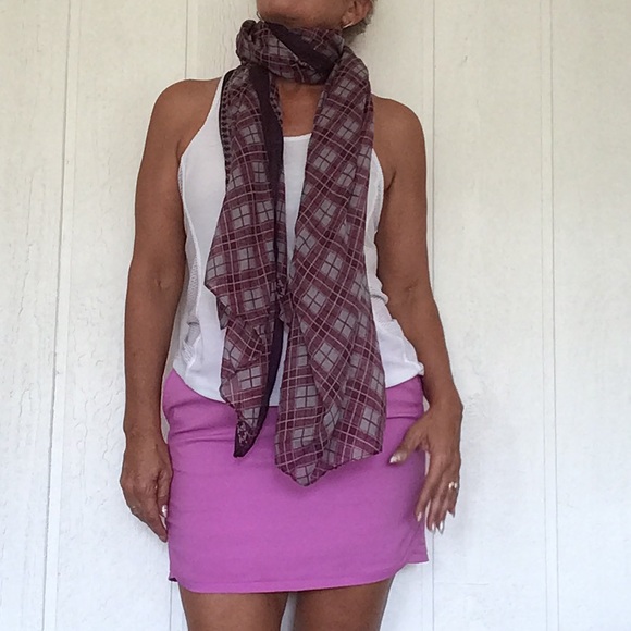 INTRIGUE PURPLE WINDOWPANE OVERSIZED SCARF NWT - Picture 3 of 8